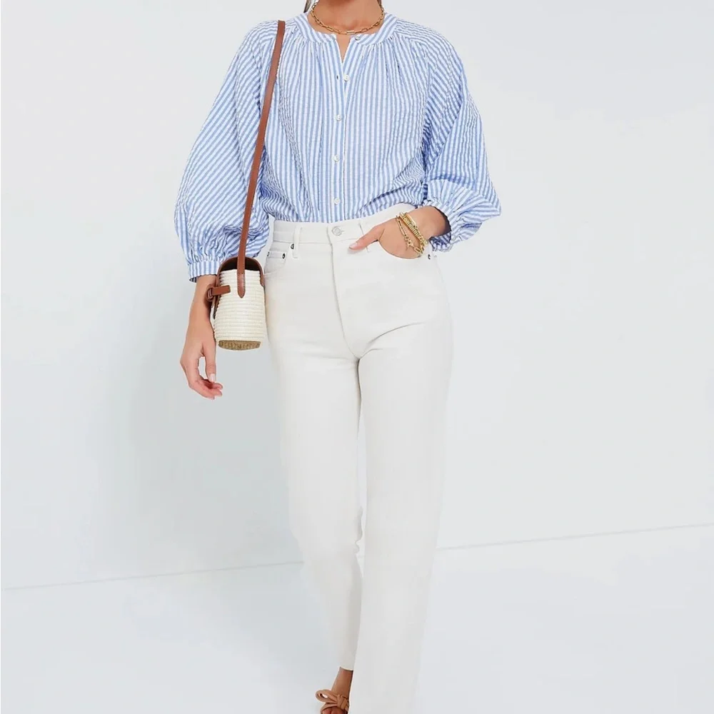 POMANDER PLACE

Blue and White Stripe Seersucker Tallie Top - Picture 2 of 12